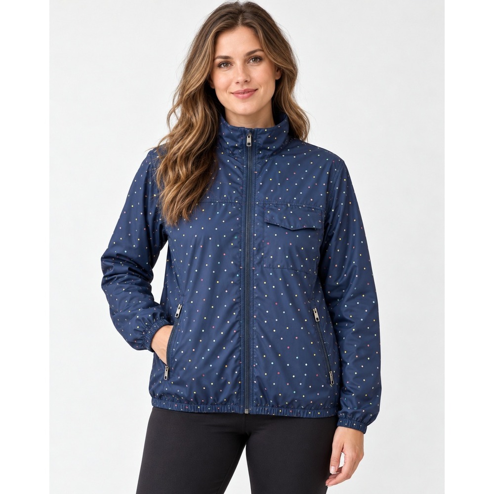 The North Face Women XL Windbreaker Navy Rainbow Polka Dot S13 A3BM Jacket